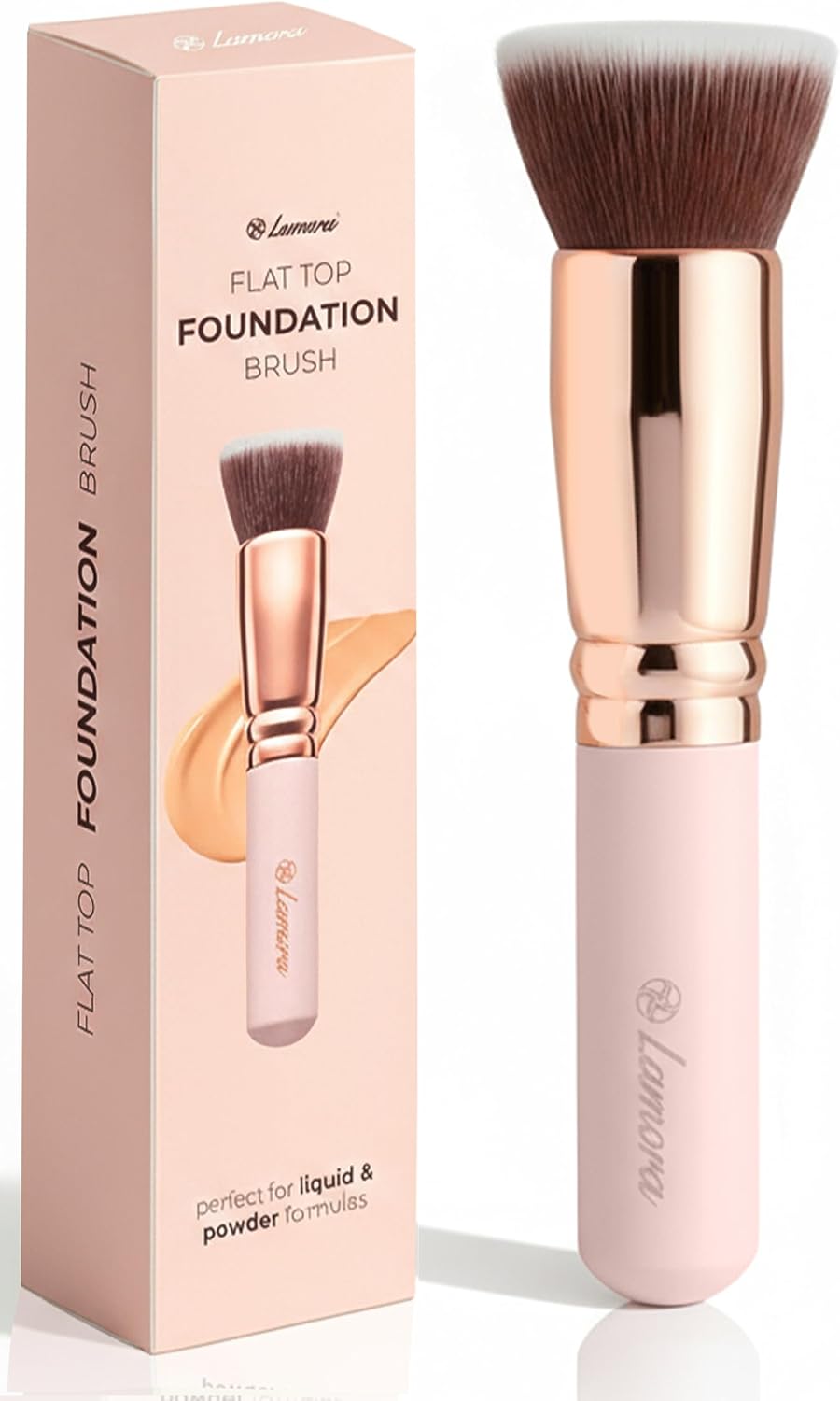 Make Up Brush Foundation Kabuki Flat Top, Perfect For Blending Liquid Cream | or Flawless Powder Cosmetics - Buffing, Stippling, Concealer - Premium Quality Synthetic Dense Bristles!