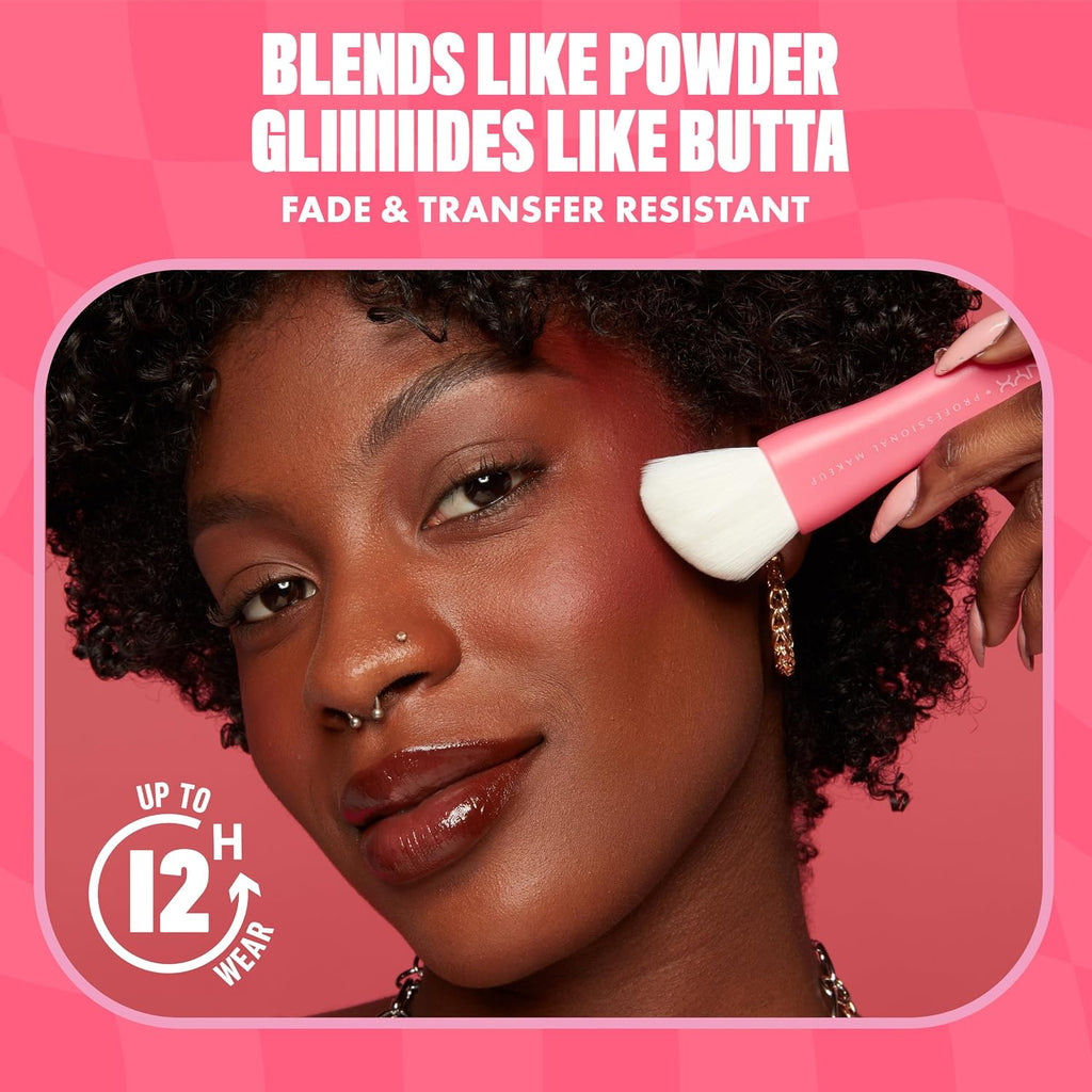 NYX Professional Makeup Buttermelt Powder Blush, Blendable: Butta Together | With Mango, Shea and Almond Butter, Up To 12H Wear, Seamless Blending, Fade and Transfer Resistant, Vegan Formula