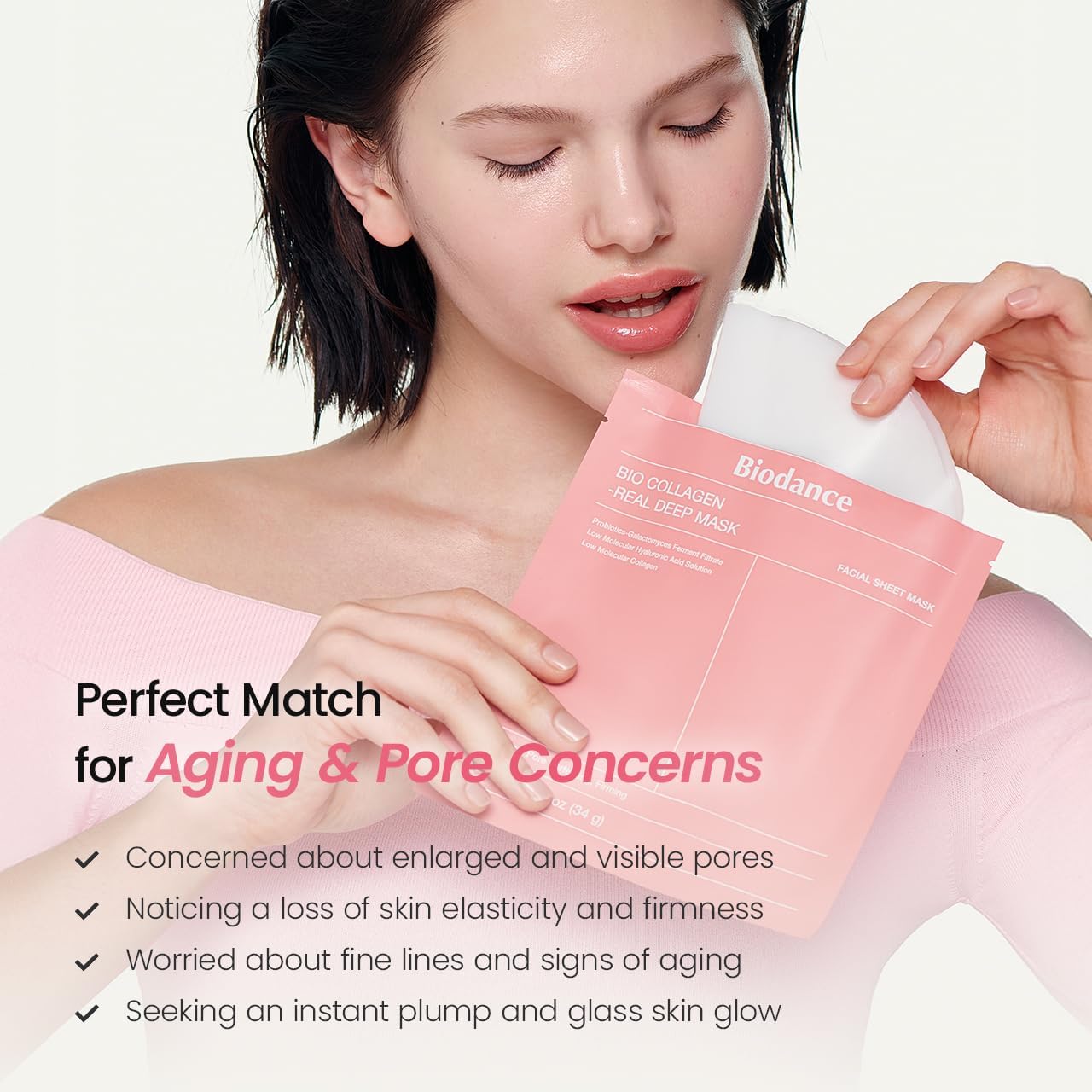 BIODANCE Bio-Collagen Real Deep Face Mask 4 Pcs | Hydrogel Overnight Mask