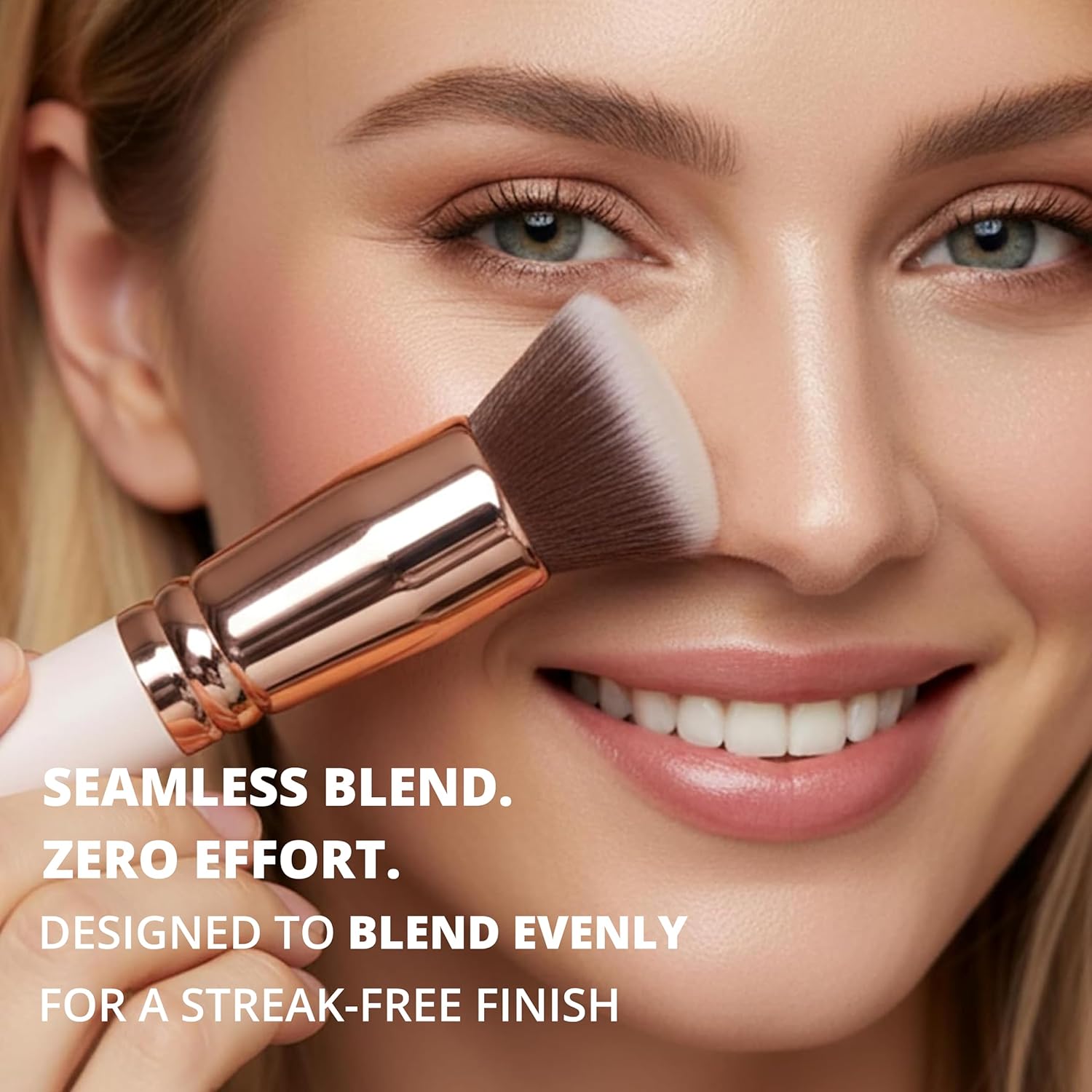 Make Up Brush Foundation Kabuki Flat Top, Perfect For Blending Liquid Cream | or Flawless Powder Cosmetics - Buffing, Stippling, Concealer - Premium Quality Synthetic Dense Bristles!
