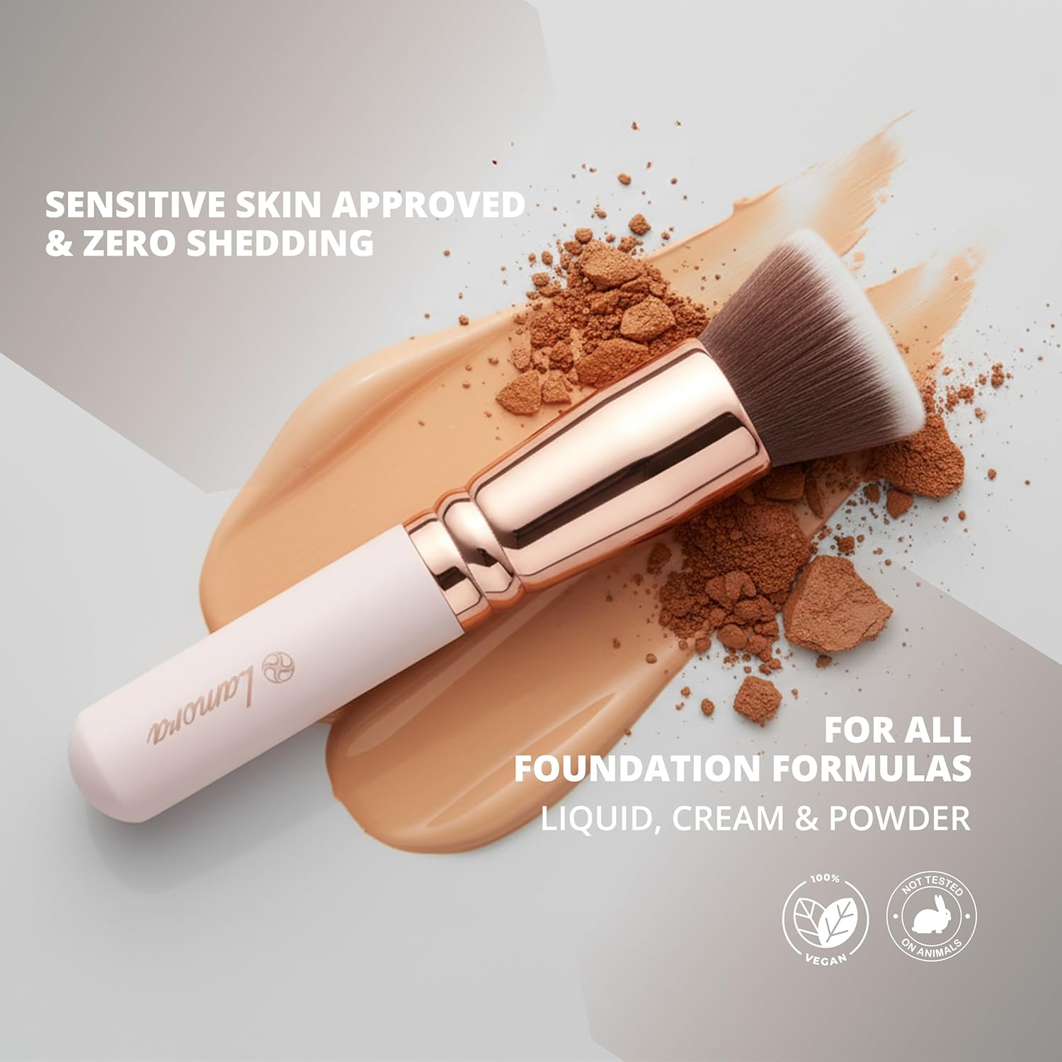 Make Up Brush Foundation Kabuki Flat Top, Perfect For Blending Liquid Cream | or Flawless Powder Cosmetics - Buffing, Stippling, Concealer - Premium Quality Synthetic Dense Bristles!