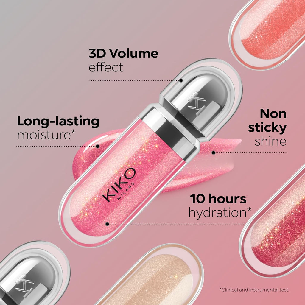 KIKO Milano 3D Hydra Lipgloss - Shade 32 Pearly Natural Rose | Hydrating | Plumped 3D Shine | Non-Sticky | Wand Applicator | Long Lasting