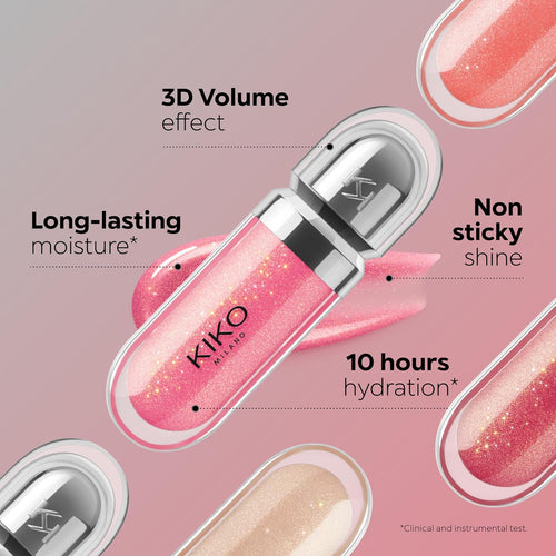 KIKO Milano 3D Hydra Lipgloss - Shade 32 Pearly Natural Rose | Hydrating | Plumped 3D Shine | Non-Sticky | Wand Applicator | Long Lasting